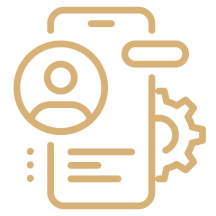 Smartphone profile settings icon with gear.