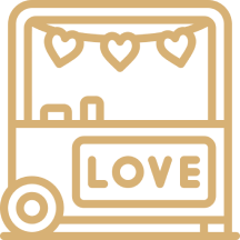 Love cart with heart decorations illustration.